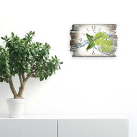 Limette Designer-Wanduhr aus Holz – leises Uhrwerk