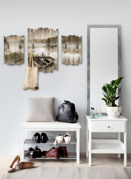 Altes Boot Shabby chic 3-Teiler Garderobe aus MDF