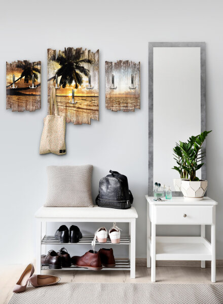 Palmenstrand Shabby chic 3-Teiler Garderobe aus MDF