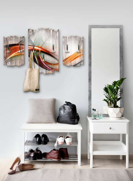 Abstrakte Welle Shabby chic 3-Teiler Garderobe aus MDF