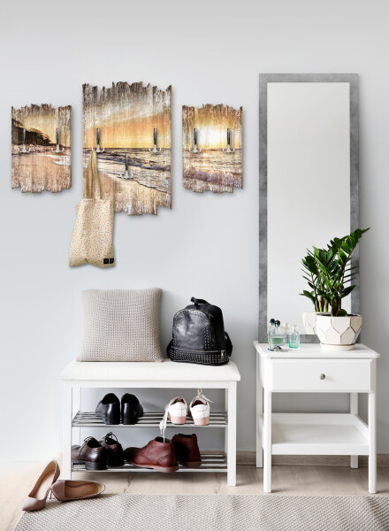 Strandspaziergang Shabby chic 3-Teiler Garderobe aus MDF