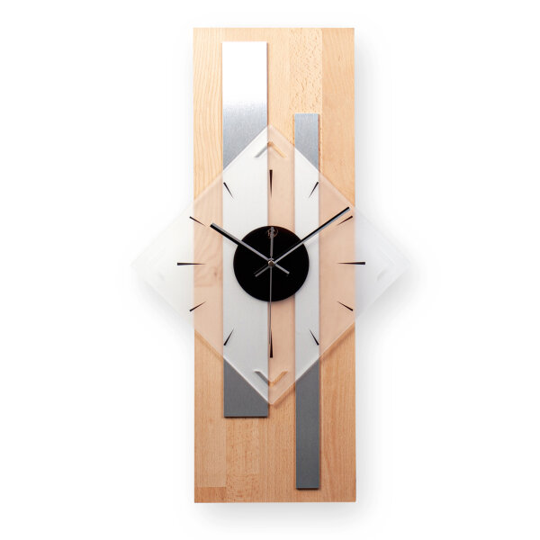 Horizon Designer-Wanduhr aus Massivholz mit Alu &...