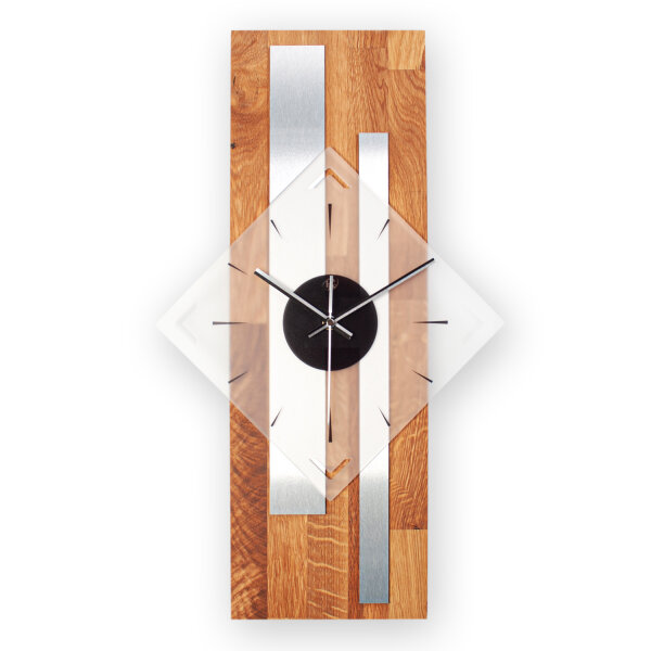Horizon Designer-Wanduhr aus Massivholz mit Alu &...