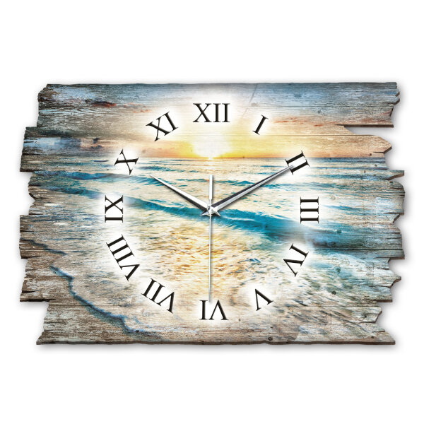 Strand Designer-Wanduhr aus Holz – leises Uhrwerk