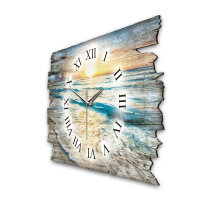 Strand Designer-Wanduhr aus Holz – leises Uhrwerk