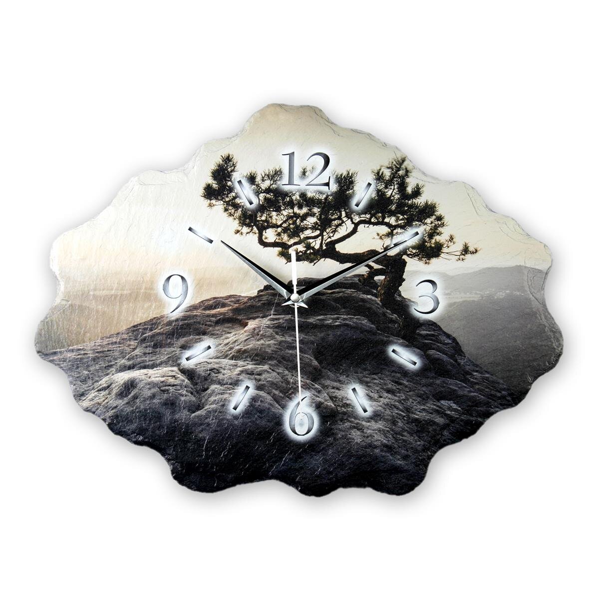 Baum Design-Wanduhr aus Steinguss mit leisem Uhrwerk