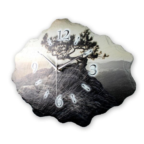 Baum Design-Wanduhr aus Steinguss mit leisem Uhrwerk