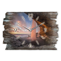 Wasserfall Designer-Wanduhr aus Holz – leises Uhrwerk