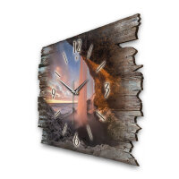 Wasserfall Designer-Wanduhr aus Holz – leises Uhrwerk