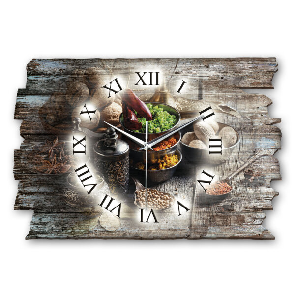 Exotische Gewürze Designer-Wanduhr aus Holz –...