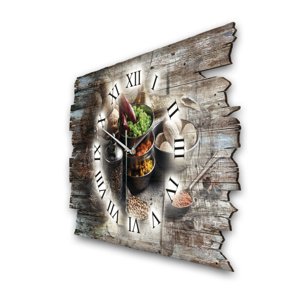 Exotische Gewürze Designer-Wanduhr aus Holz –...