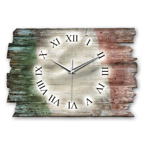 Italien Flagge Designer-Wanduhr aus Holz – leises...