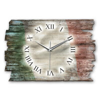 Italien Flagge Designer-Wanduhr aus Holz – leises Uhrwerk