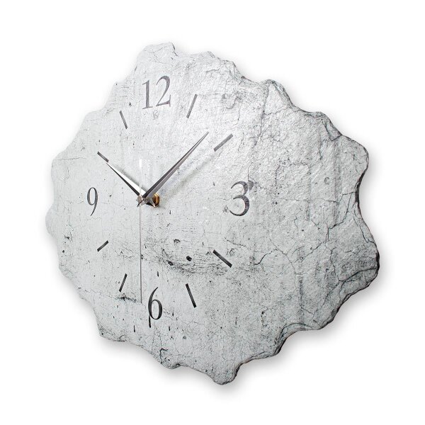 White Design-Wanduhr aus Steinguss mit leisem Uhrwerk