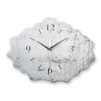White Design-Wanduhr aus Steinguss mit leisem Uhrwerk