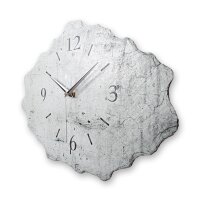 White Design-Wanduhr aus Steinguss mit leisem Uhrwerk