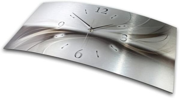 Silverline Metallic Designer-Wanduhr mit leisem Uhrwerk aus Alu