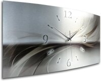 Silverline Metallic Designer-Wanduhr mit leisem Uhrwerk aus Alu