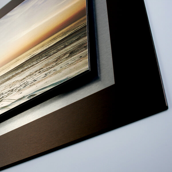 Abendlicher Strand – 3D Alu-Wandbild aus gebürstetem Aluminium