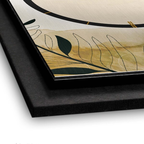 Elegant Leaves – Vertora Metallic Wanduhr aus Alu & MDF