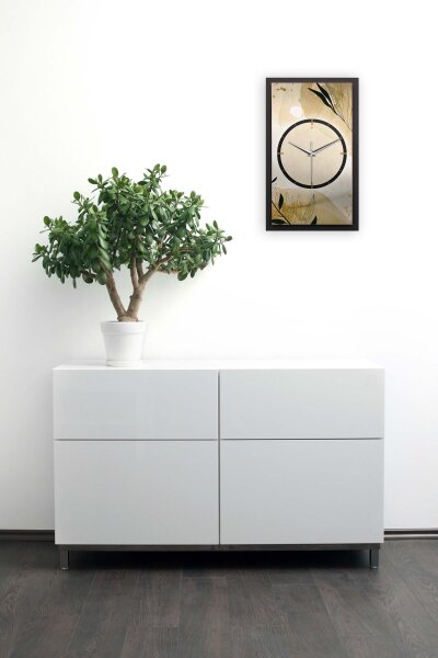 Elegant Leaves – Vertora Metallic Wanduhr aus Alu & MDF