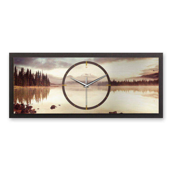 Calm Lake – Panora Metallic Wanduhr aus Alu & MDF