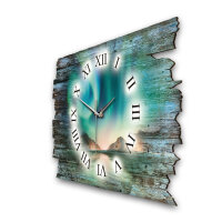 Nordlichter Designer-Wanduhr aus Holz – leises Uhrwerk