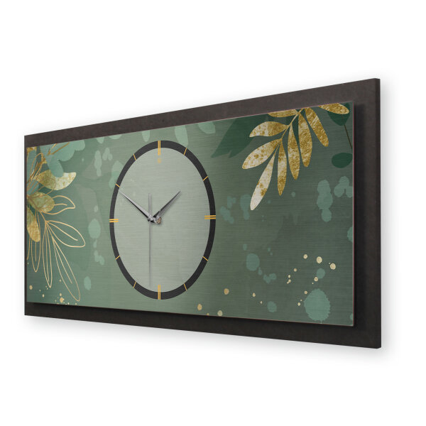 Green & Gold – Panora Metallic Wanduhr aus Alu...