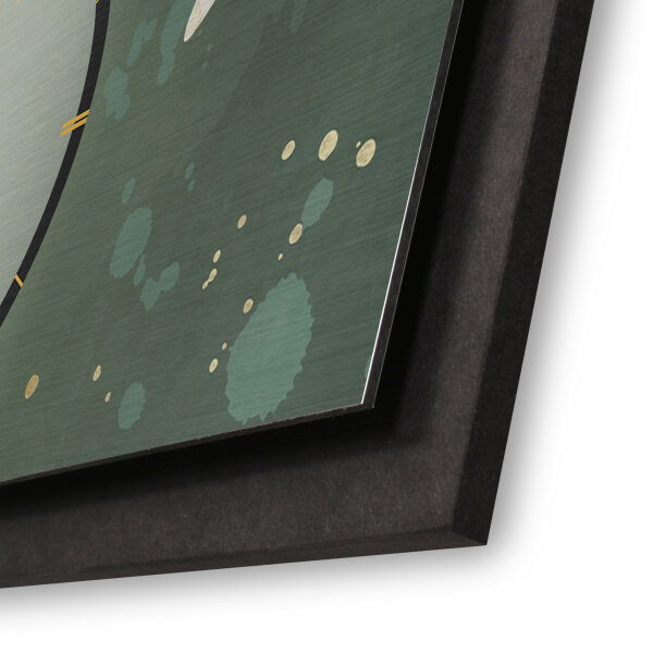 Green & Gold – Panora Metallic Wanduhr aus Alu & MDF