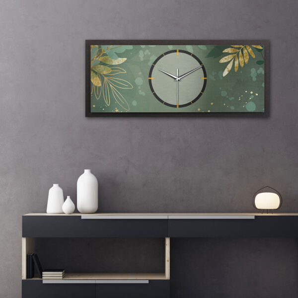 Green & Gold – Panora Metallic Wanduhr aus Alu & MDF