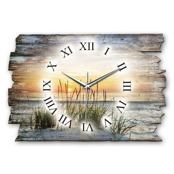 Abendspaziergang am Strand Designer-Wanduhr aus Holz...