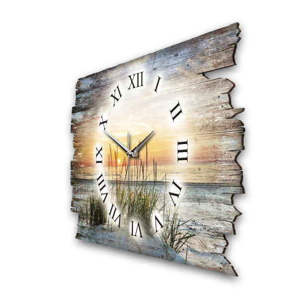 Abendspaziergang am Strand Designer-Wanduhr aus Holz...