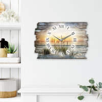 Abendspaziergang am Strand Designer-Wanduhr aus Holz – leises Uhrwerk