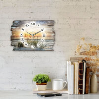 Abendspaziergang am Strand Designer-Wanduhr aus Holz – leises Uhrwerk