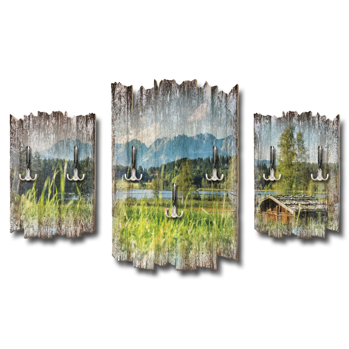 Alpenseepanorama Shabby chic 3-Teiler Garderobe aus MDF