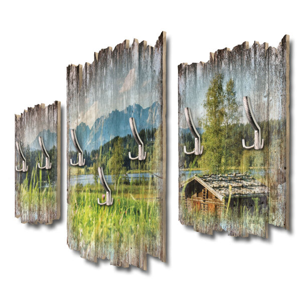 Alpenseepanorama Shabby chic 3-Teiler Garderobe aus MDF