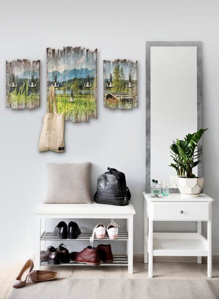 Alpenseepanorama Shabby chic 3-Teiler Garderobe aus MDF
