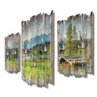 Alpenseepanorama Shabby chic 3-Teiler Garderobe aus MDF