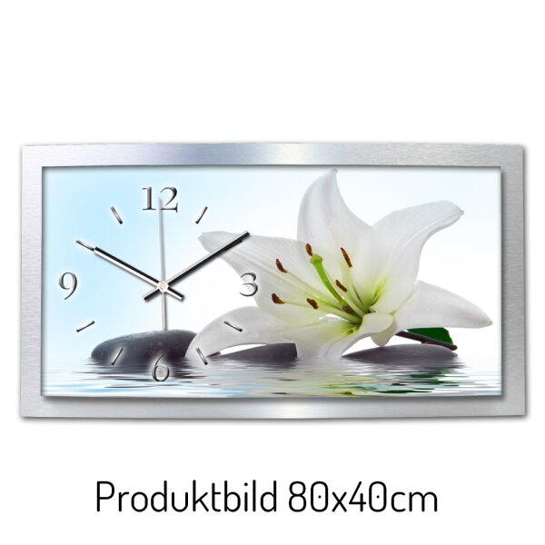Weiße Lilie – gewölbte 3D-Wanduhr mit...