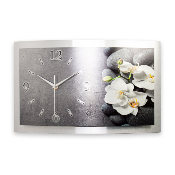 Orchidee – gewölbte 3D-Metallic-Wanduhr mit...