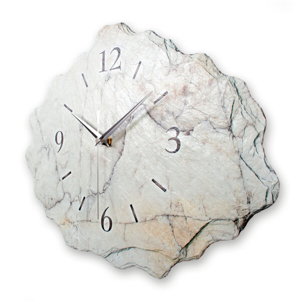 Marmor-Optik weiß Design-Wanduhr aus Steinguss mit...