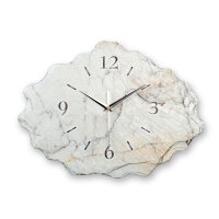 Marmor-Optik weiß Design-Wanduhr aus Steinguss mit leisem Uhrwerk