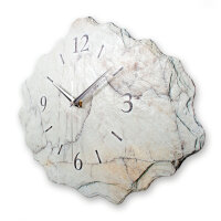 Marmor-Optik weiß Design-Wanduhr aus Steinguss mit leisem Uhrwerk