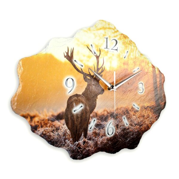 Hirsch Design-Wanduhr aus Steinguss mit leisem Uhrwerk