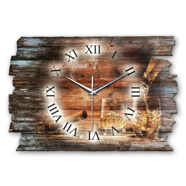 Whisky & Zigarre Designer-Wanduhr aus Holz –...