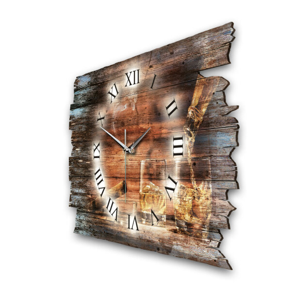 Whisky & Zigarre Designer-Wanduhr aus Holz –...
