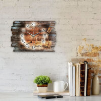 Whisky & Zigarre Designer-Wanduhr aus Holz – leises Uhrwerk
