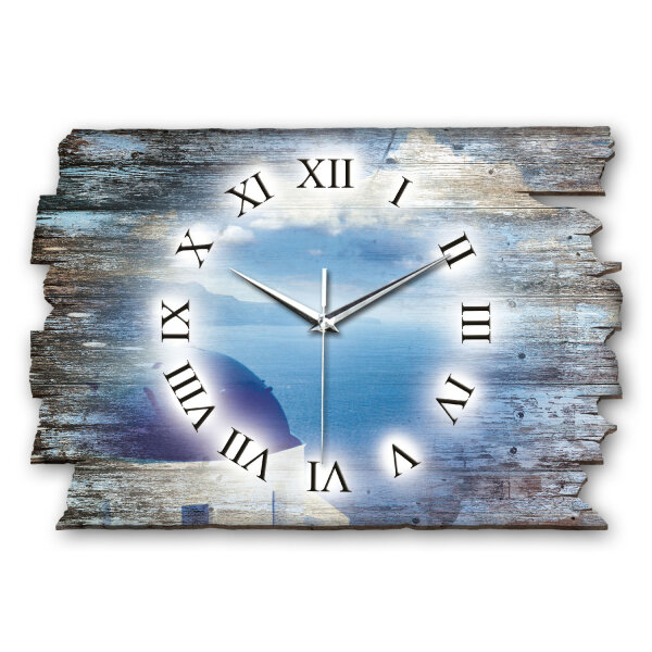 Meerblick Griechenland Designer-Wanduhr aus Holz –...