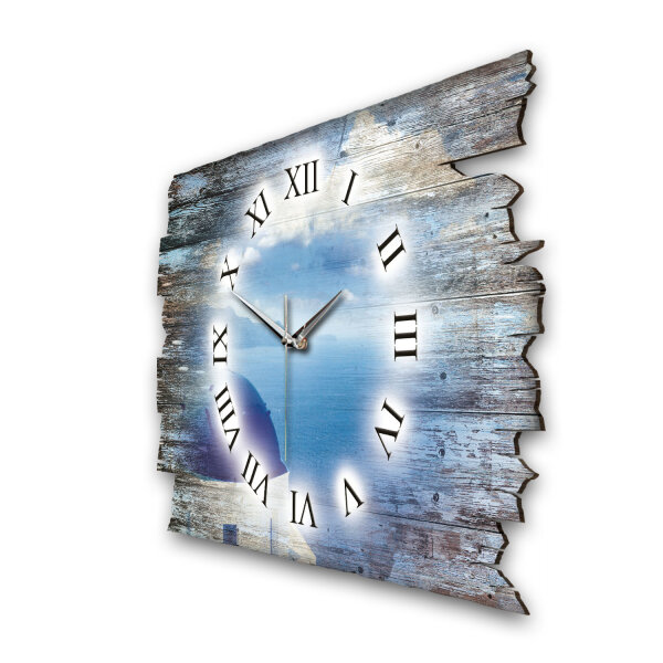 Meerblick Griechenland Designer-Wanduhr aus Holz –...