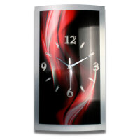 Red Shadow – gewölbte 3D-Wanduhr mit Alu-Rahmen